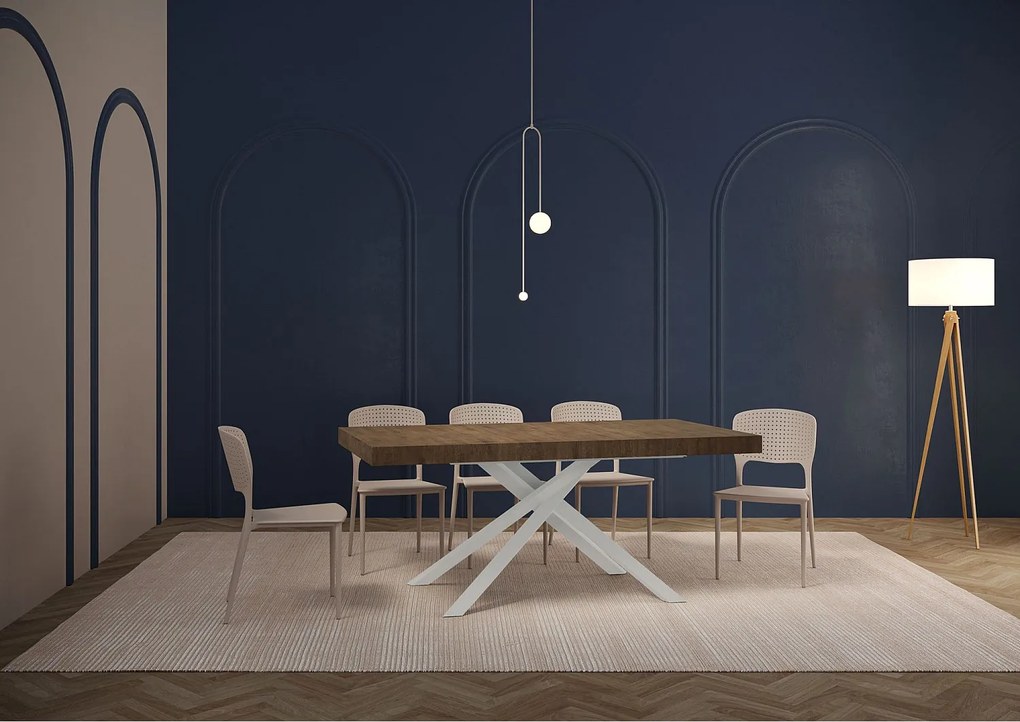 Stół rozkładany 160/264x90 cm Karida orzech nogi białe