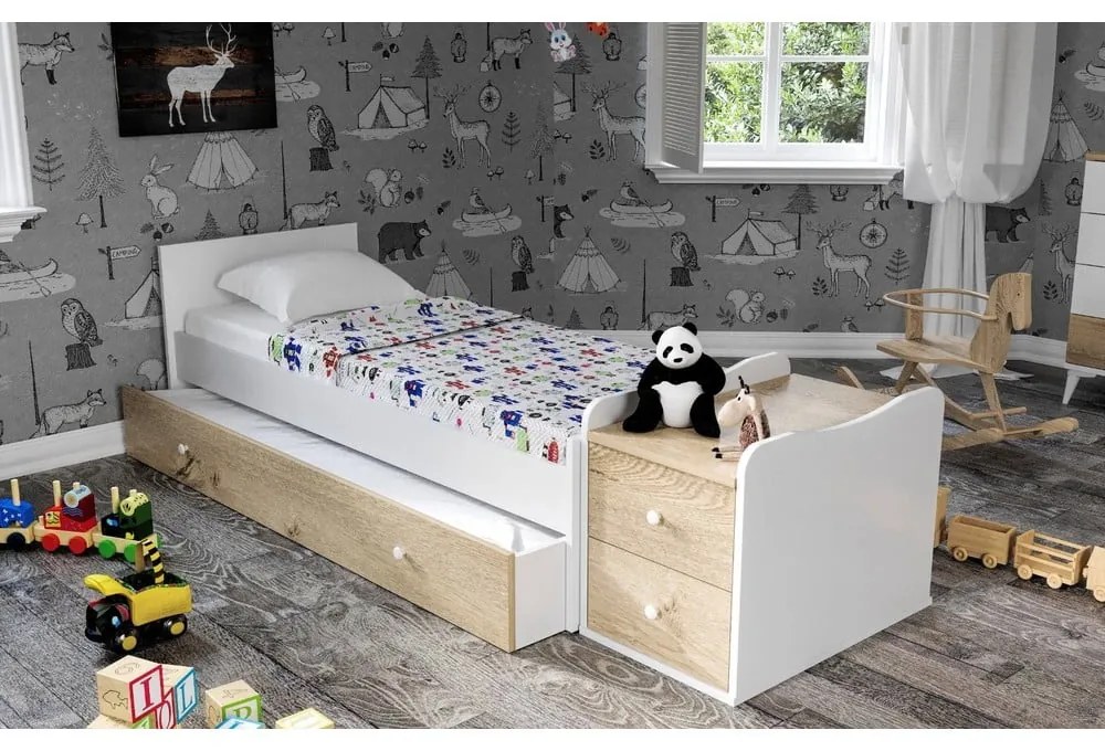 Białe/naturalne łóżeczko ze schowkiem 60x120 cm Sansa – Kalune Design