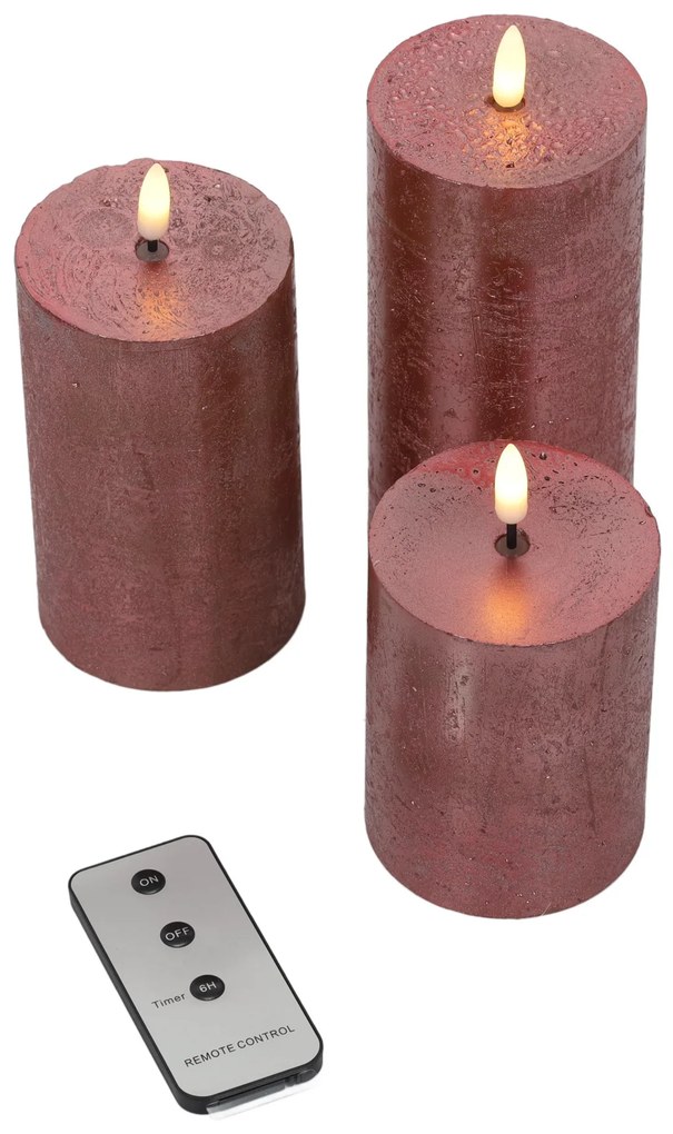 Dekoracyjne świece LED Ø 7,5 cm, 3 szt.