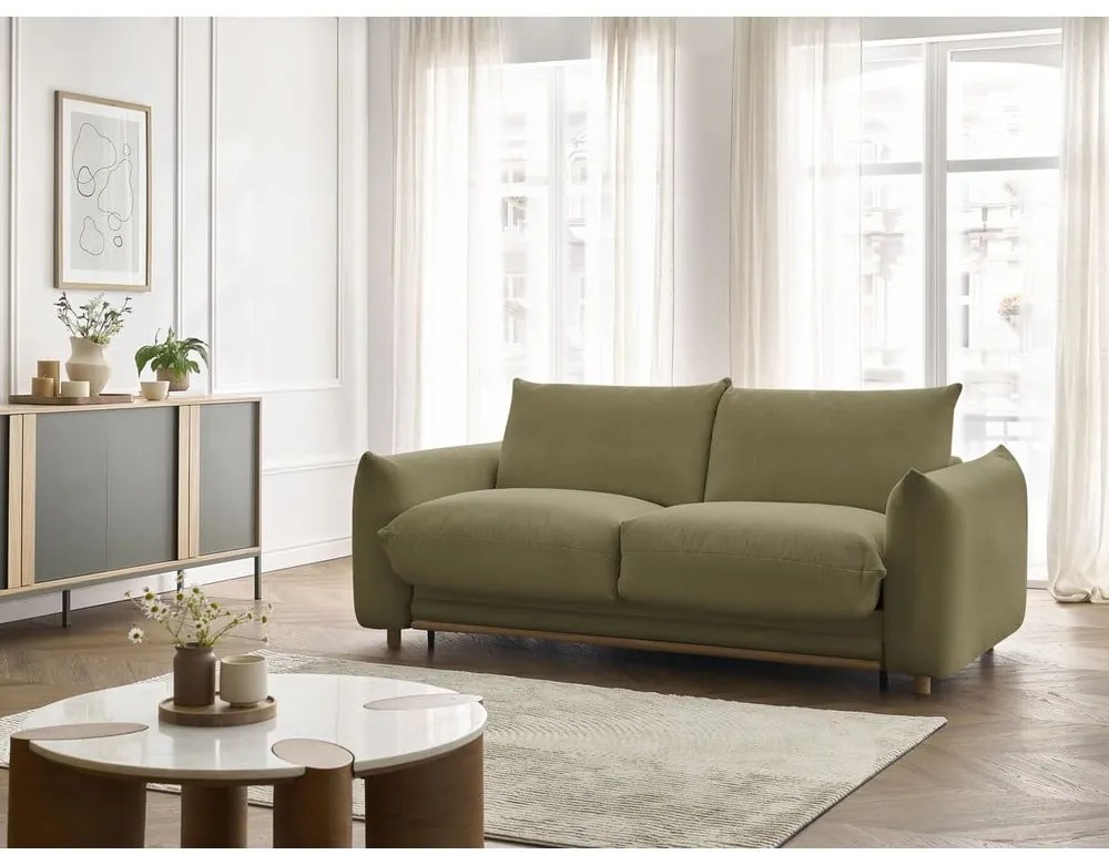 Zielona rozkładana sofa 214 cm Ernest – Bobochic Paris
