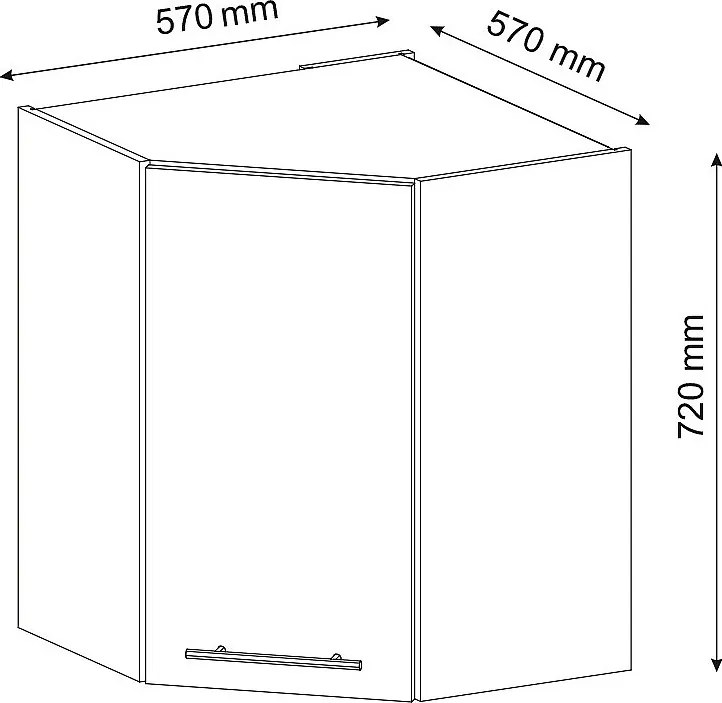 Szafka wisząca narożna biały wysoki połysk 57x34.1x72 fame-line