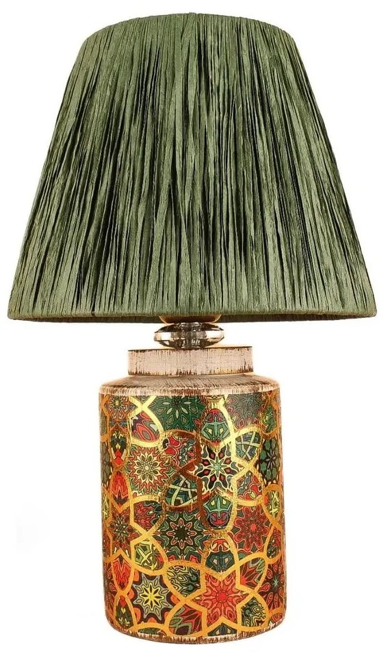 Zielona lampa stołowa z kloszem plecionki papierowej (wysokość 38 cm) Alev – Opviq lights