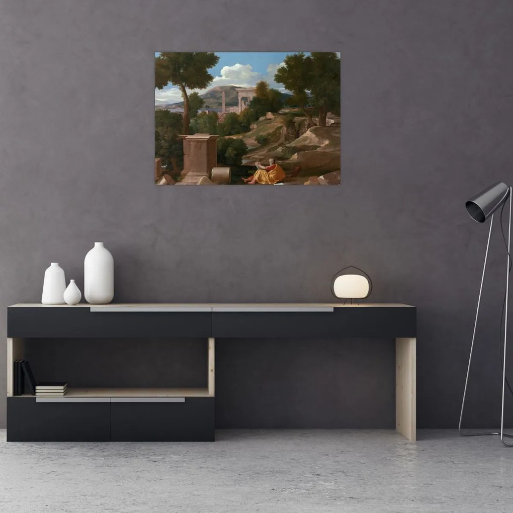 Obraz - Nicolas Poussin, Landscape with Saint John on Patmos, reprodukcje (70x50 cm)