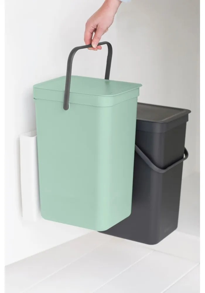 Miętowo-ciemnoszary plastikowy kosz na śmieci do segregacji odpadów do zabudowy 32 l Sort & Go – Brabantia