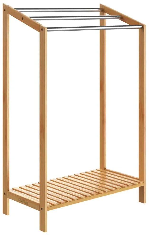 Bambusowy stojak na ręczniki RUBBY z metalowymi drążkami i półką, 51x31x85 cm, brązowo-srebrny Casaria