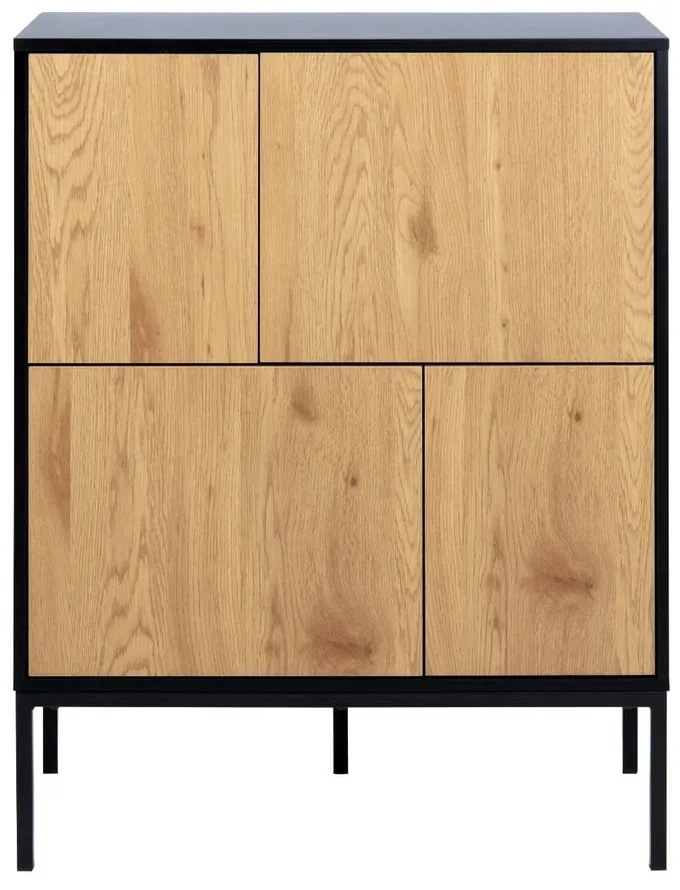 Czarno-naturalna wysoka komoda w dekorze dębu 80x103 cm Seaford – Actona