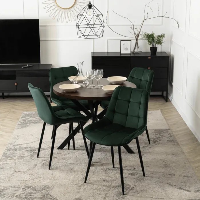 Stół Okrągły Rozkładany LUGO 90-190 cm Orzech/Czarny Loft
