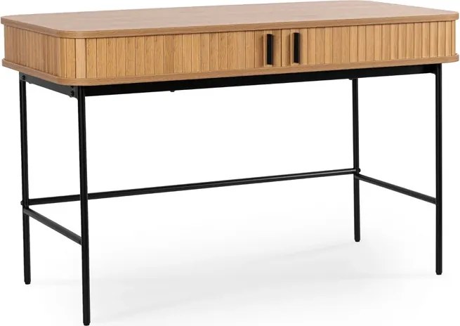 Biurko Rozsuwane TRISH 120 cm Dąb Ryflowane Nowoczesne Loft
