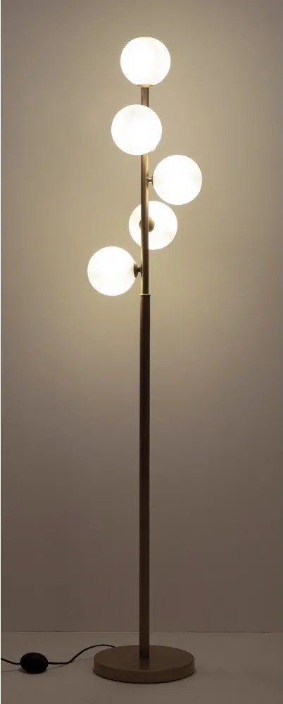 Lampa stojąca w kolorze złota ze szklanym kloszem (wysokość 156,5 cm) Balls – Bizzotto