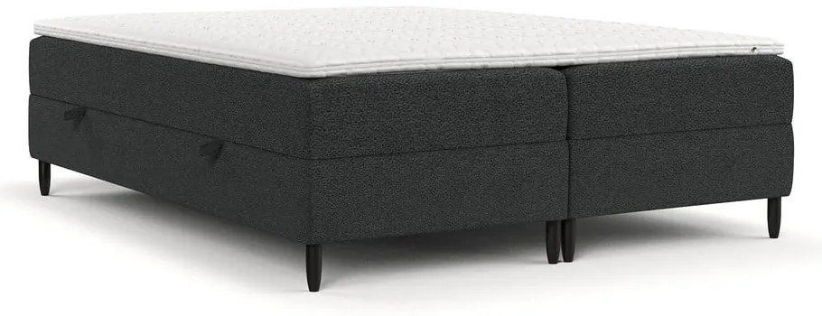 Ciemnoszare łóżko boxspring ze schowkiem 140x200 cm Malte – Maison de Rêve