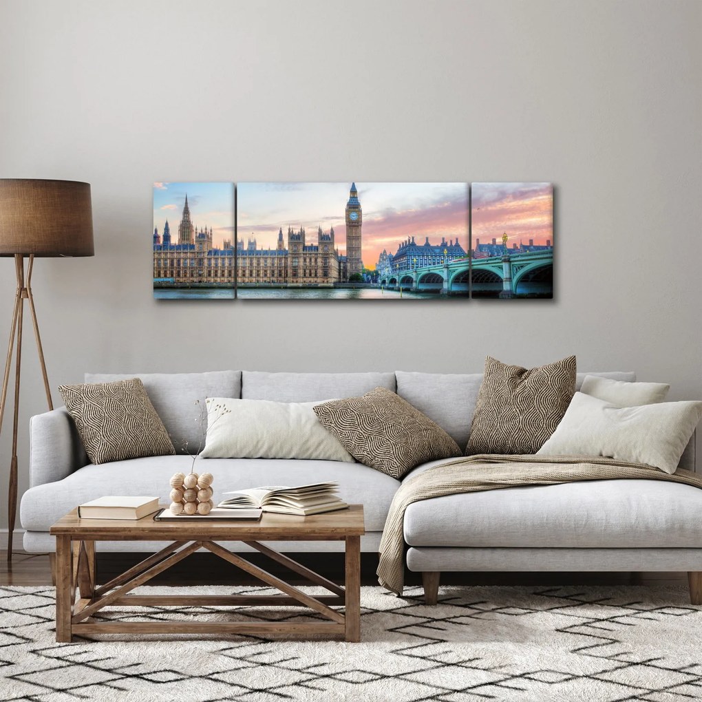 Obraz - Londyn w pastelowych kolorach (170x50 cm)
