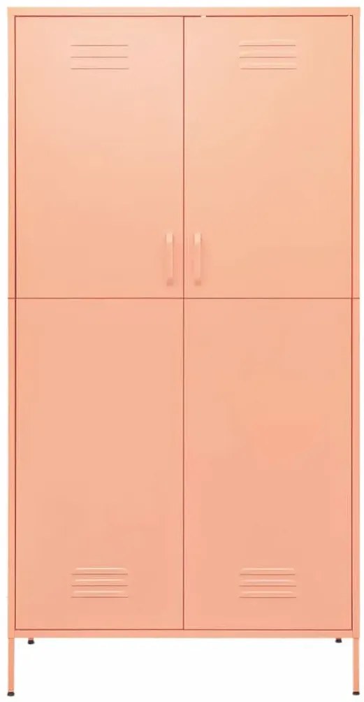 Różowa stalowa szafa gospodarcza na nóżkach N3-K53