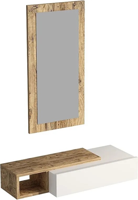 Komoda ścienna – 82 x 15,8 x 29,6 cm – Sosna atlantycka i biel – Melamina