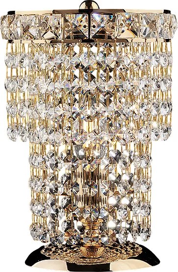 Lampa stołowa Wagner z żelaza i złoconego mosiądzu z kryształkami górskimi 1 lampa H.24 Ø16 BL266-LT-OR