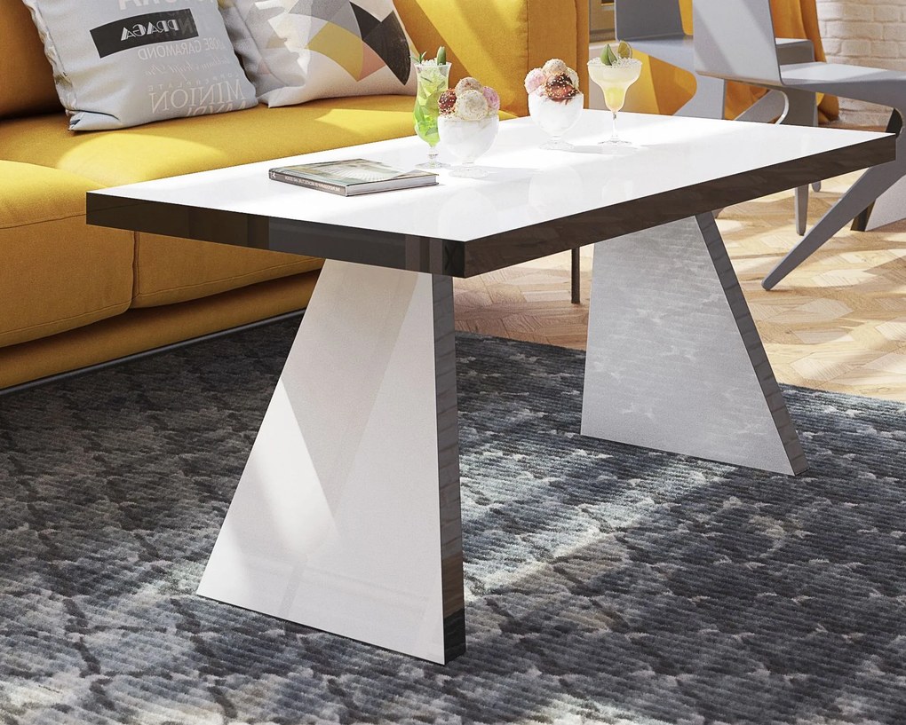 Nowoczesna ława pokojowa w wysokim połysku Ala biało/czarna