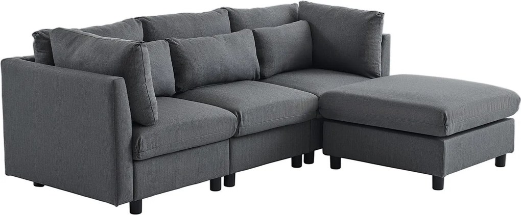 Narożnik 3-osobowy z wyjmowanym podnóżkiem - super miękki i przyjemny - Szary