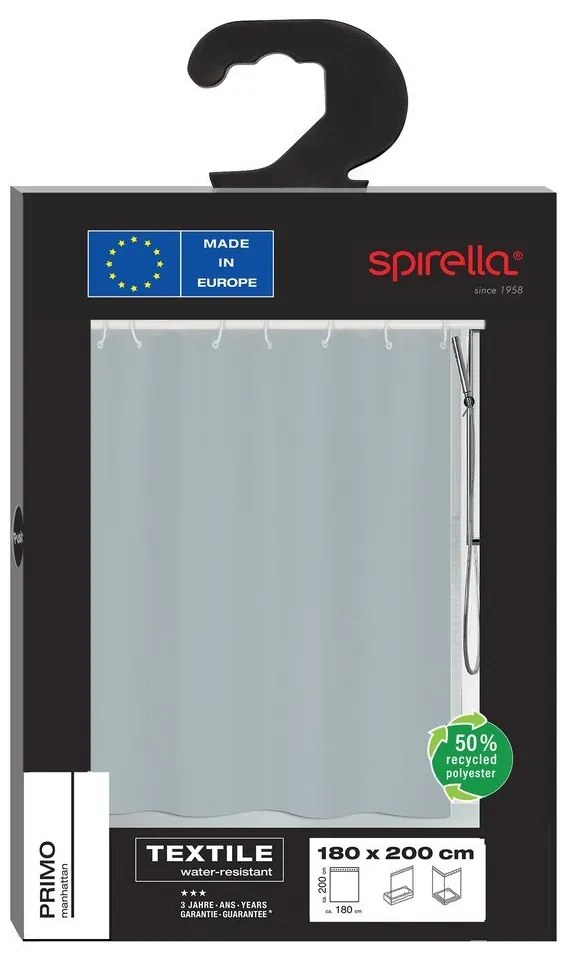 Zasłona prysznicowa 180x200 cm Primo – Spirella