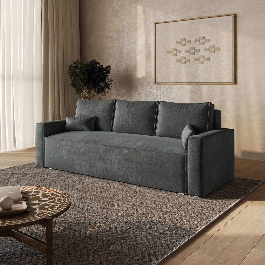 Masseno Sofa MENI z funkcją spania i pojemnikiem na pościel - Szary - LUMO 75