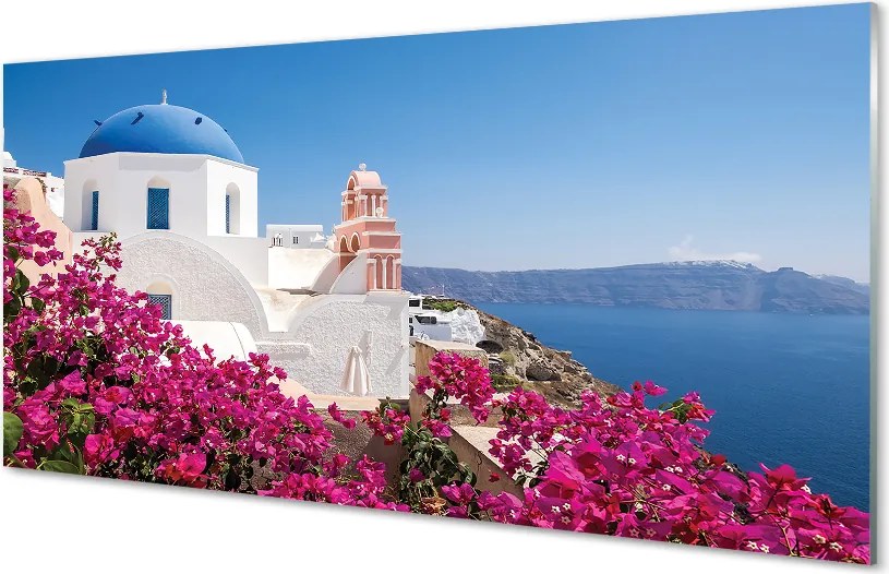 Panel szklany do Kuchni Kwiatowy Zakątek nad Morzem