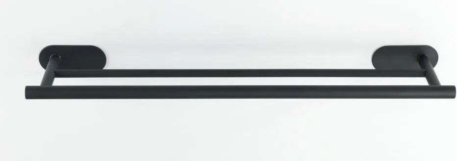 Matowy czarny podwójny ścienny uchwyt na ręczniki ze stali nierdzewnej Wenko Orea Rail Duo Turbo-Loc®