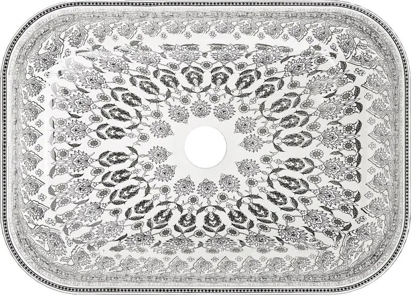 Mexen Rita umywalka nablatowa 45 x 32 cm, biała/czarny wzór - 21084586