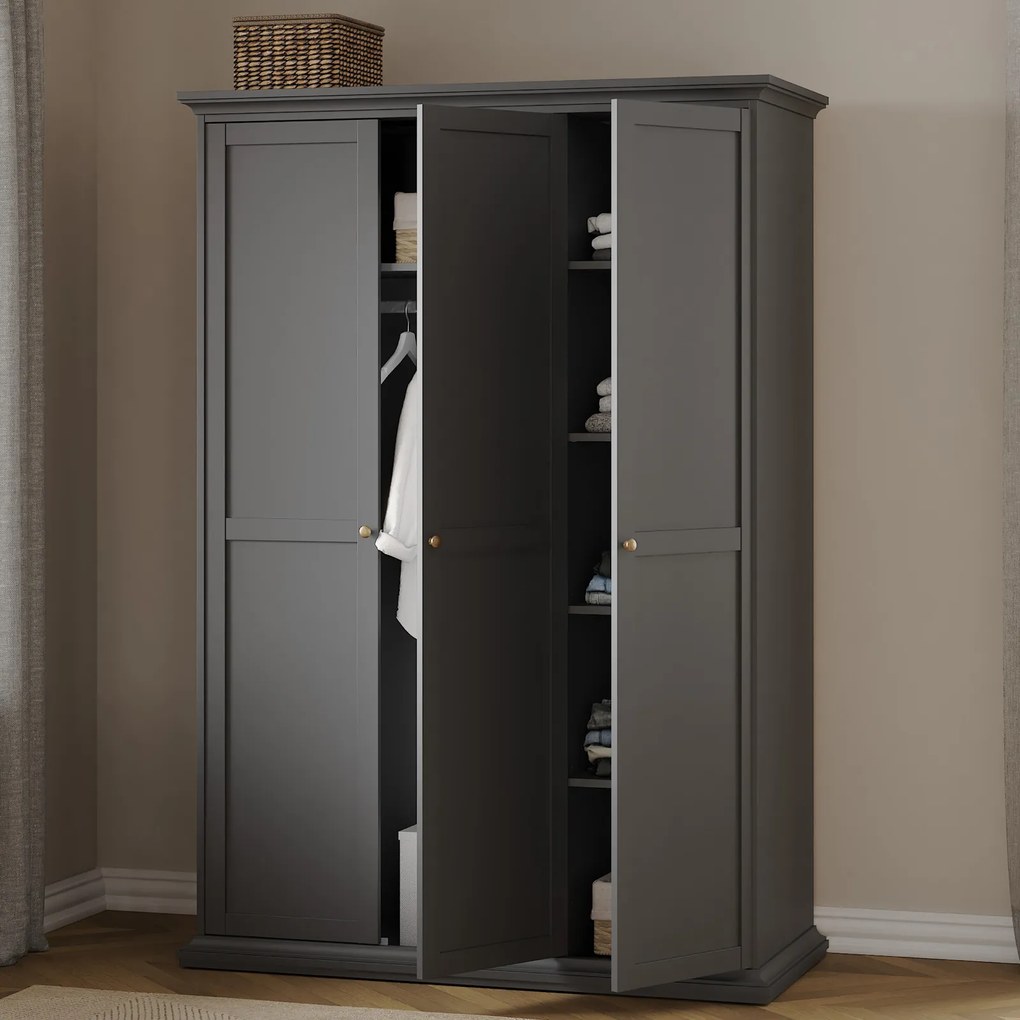 Trzydrzwiowa szafa Paris 3 kolor szary
