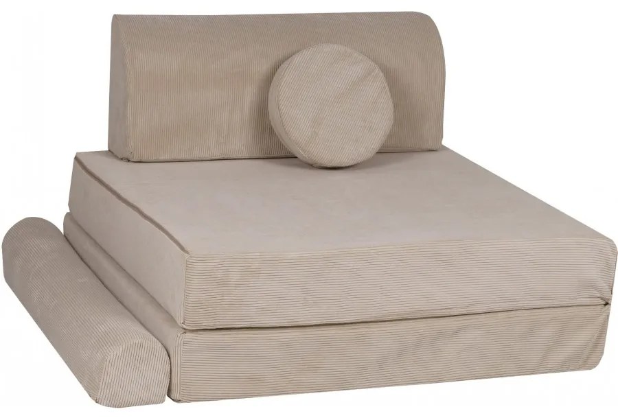 Slimcord sztruksowa sofa dziecięca, beżowa - meowbaby®