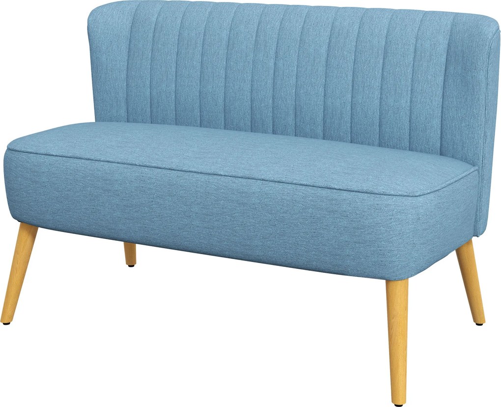 HOMCOM Sofa 2-osobowa, miękka tapicerka, łatwa w pielęgnacji, do 220 kg, 117 x 56,5 x 77 cm, niebieska | Aosom PL