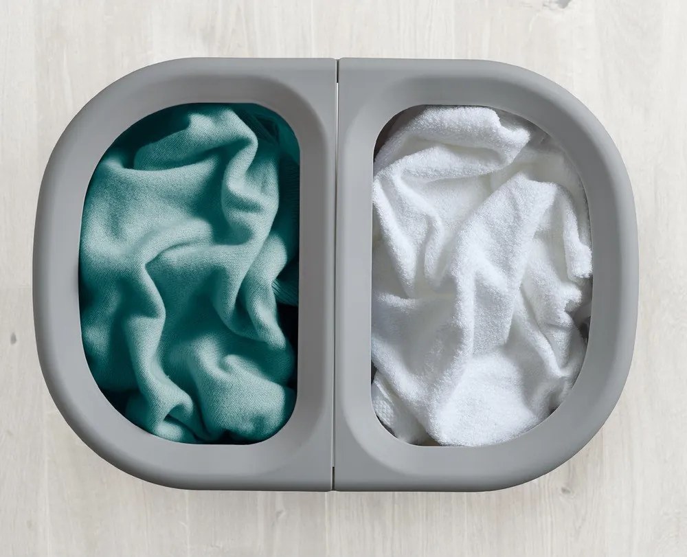 Jasnoszary tekstylny kosz na pranie 2x40 l Duo – Joseph Joseph