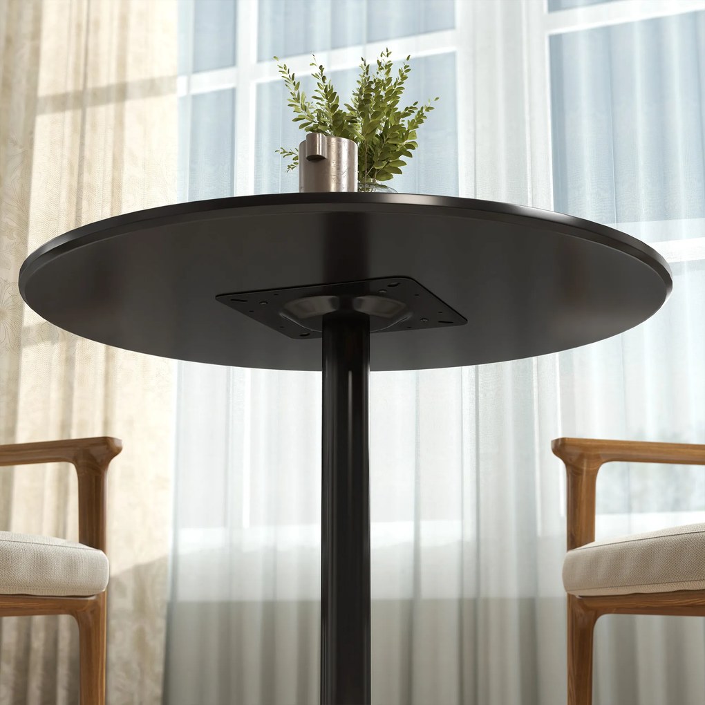 HOMCOM Stół jadalniany dla 2 osób, okrągły blat Ø80 cm, MDF i Stal, antypoślizgowy, Czarny, 75W cm