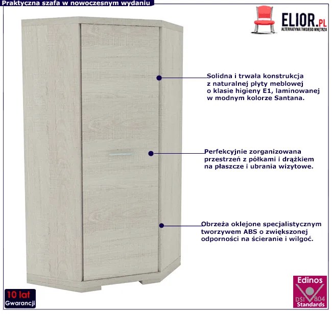 Szafa narożna w dekorze santana D4-Z77