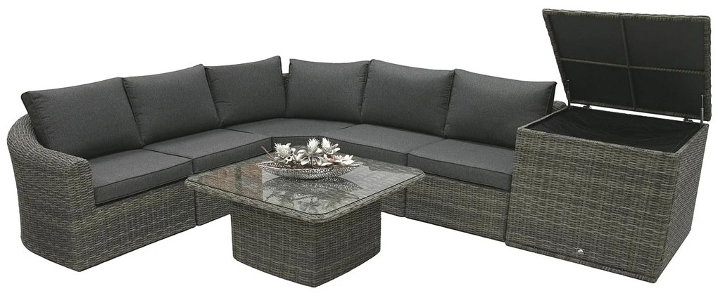 Rattanowy zestaw modułowy BORNEO LUXURY dla 5 osób (szary)