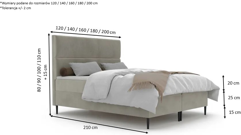 Łóżko kontynentalne OLLO - 200x200