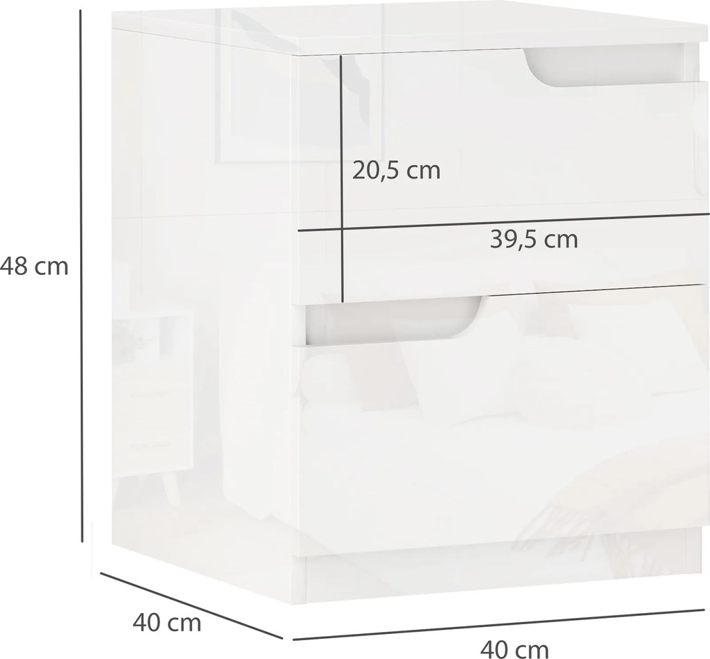 HOMCOM szafka nocna, stolik boczny ze szufladami, płyta wiórowa, stylowy, biały