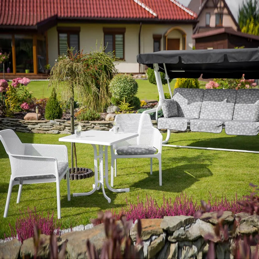 Stół ogrodowy Dine & Relax 70 x 70 cm marble / biały PATIO