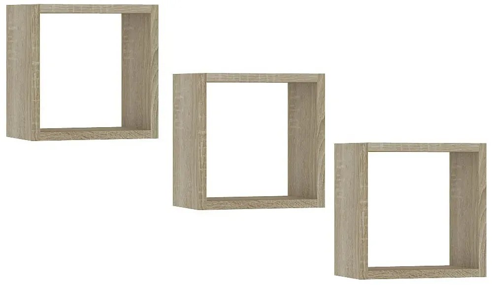 Zestaw 3 modułowych półek ściennych dąb sonoma R8-A33