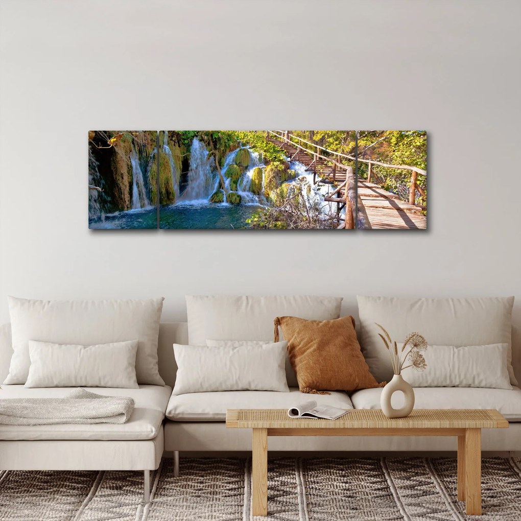 Obraz - Wejście na wodospady (170x50 cm)