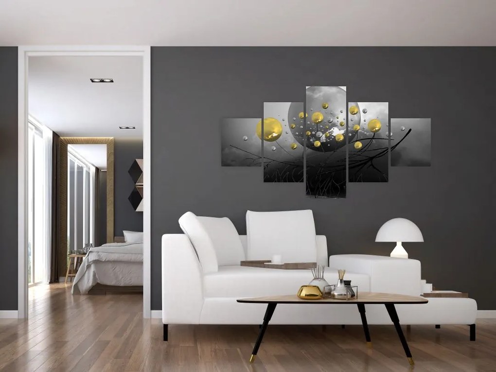 Obraz złotych abstrakcyjnych kul (125x70 cm)