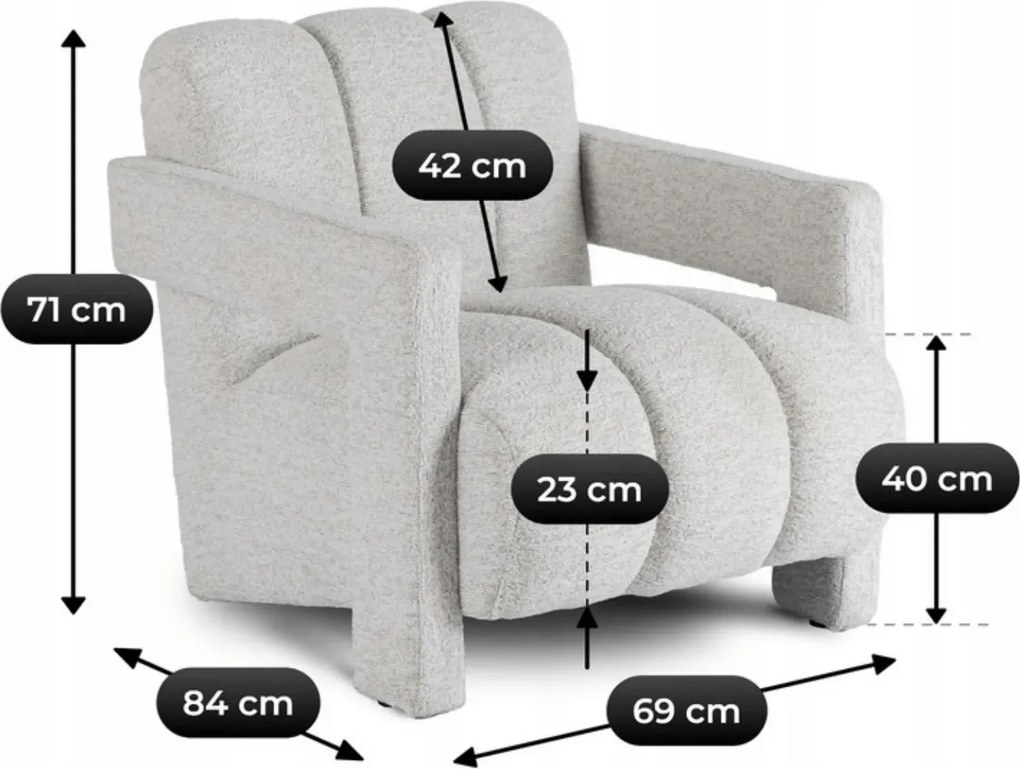 Szary fotel nowoczesny do salonu T7-K89