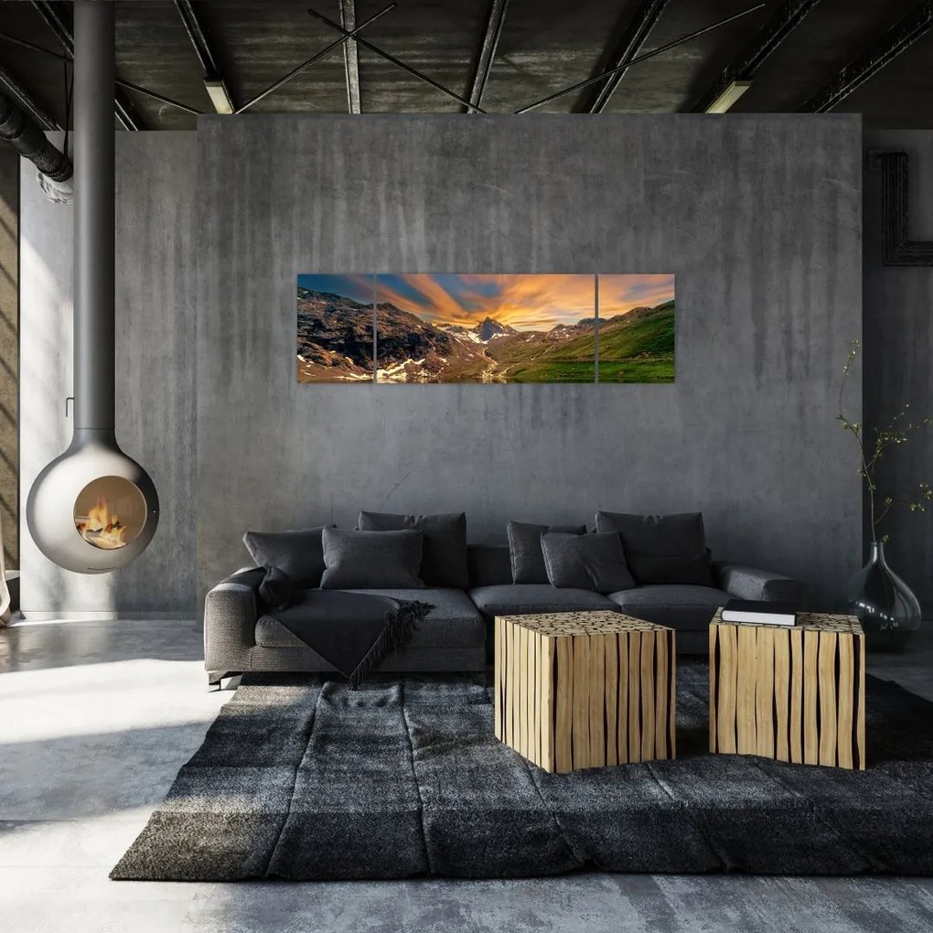 Obraz - Odbicie w górskim jeziorze (170x50 cm)