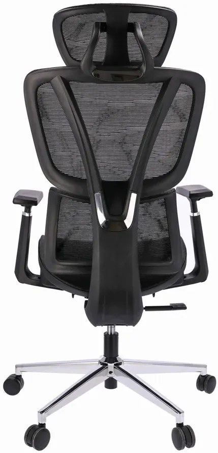 Czarny ergonomiczny fotel biurowy z zagłówkiem i podłokietnikami -  Floris 3X