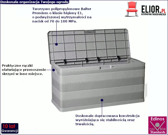 Skrzynia szara prostokątna do ogrodu C6-T60