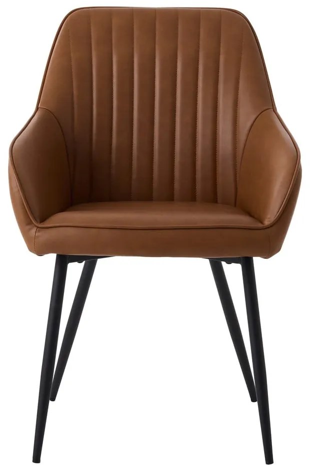 Brązowe krzesła z imitacji skóry z podłokietnikami zestaw 2 szt. Nolan Stripe – Unique Furniture