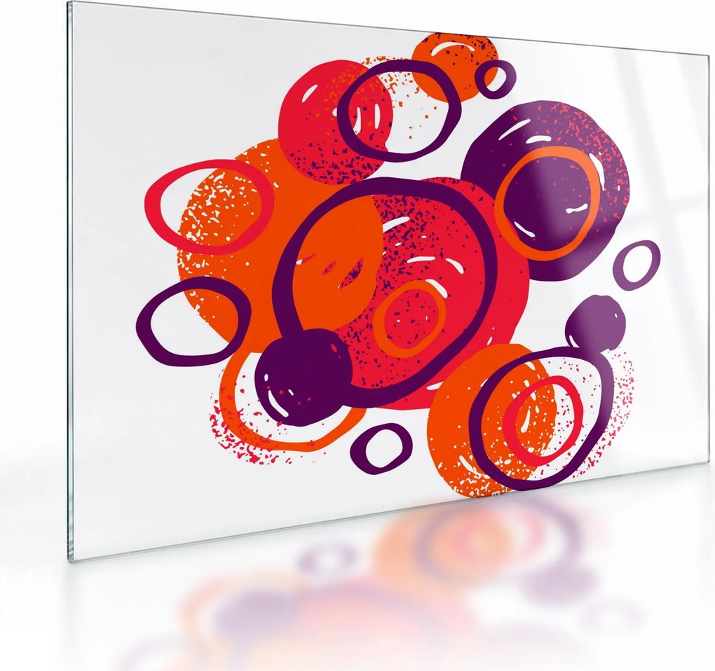 Obraz na szkle - Motyw z kółkami w ciepłych kolorach (70x50 cm)