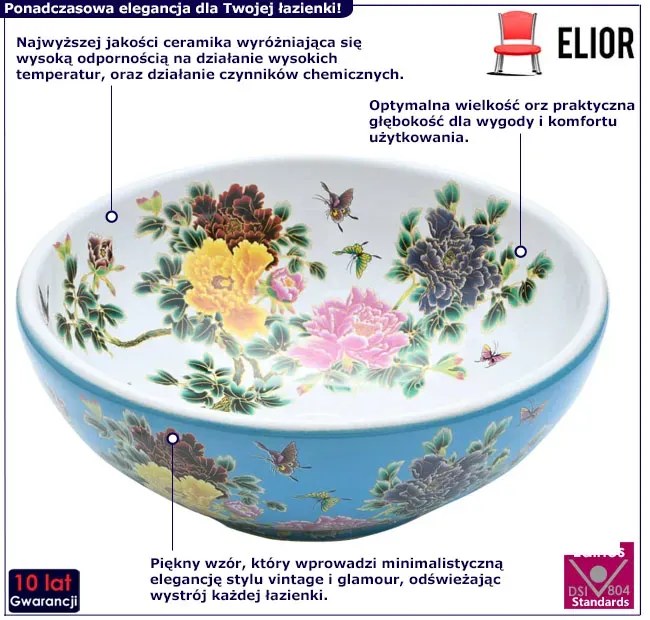 Ceramiczna umywalka nablatowa ze zdobieniami T7-T58