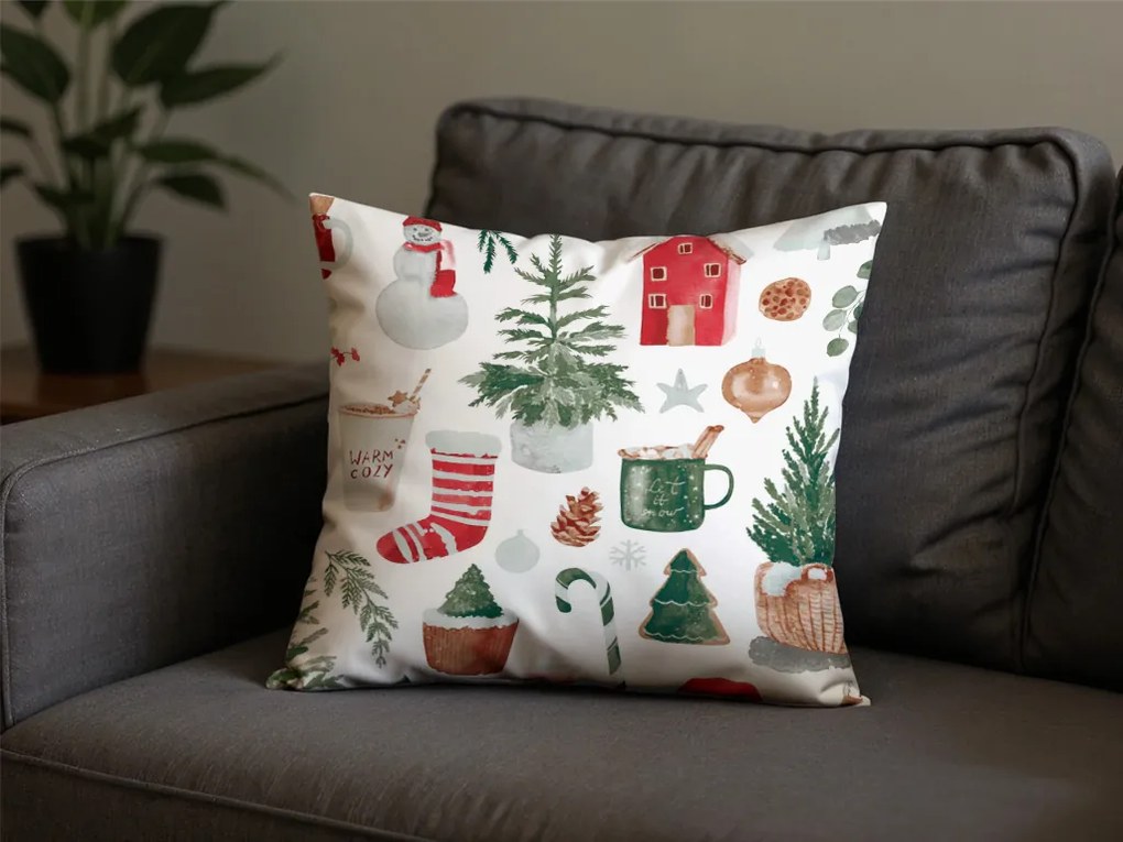 Zestaw 2 szt. dekoracyjnych poszewek na poduszki MAGIC CHRISTMAS 45x45 cm, biała