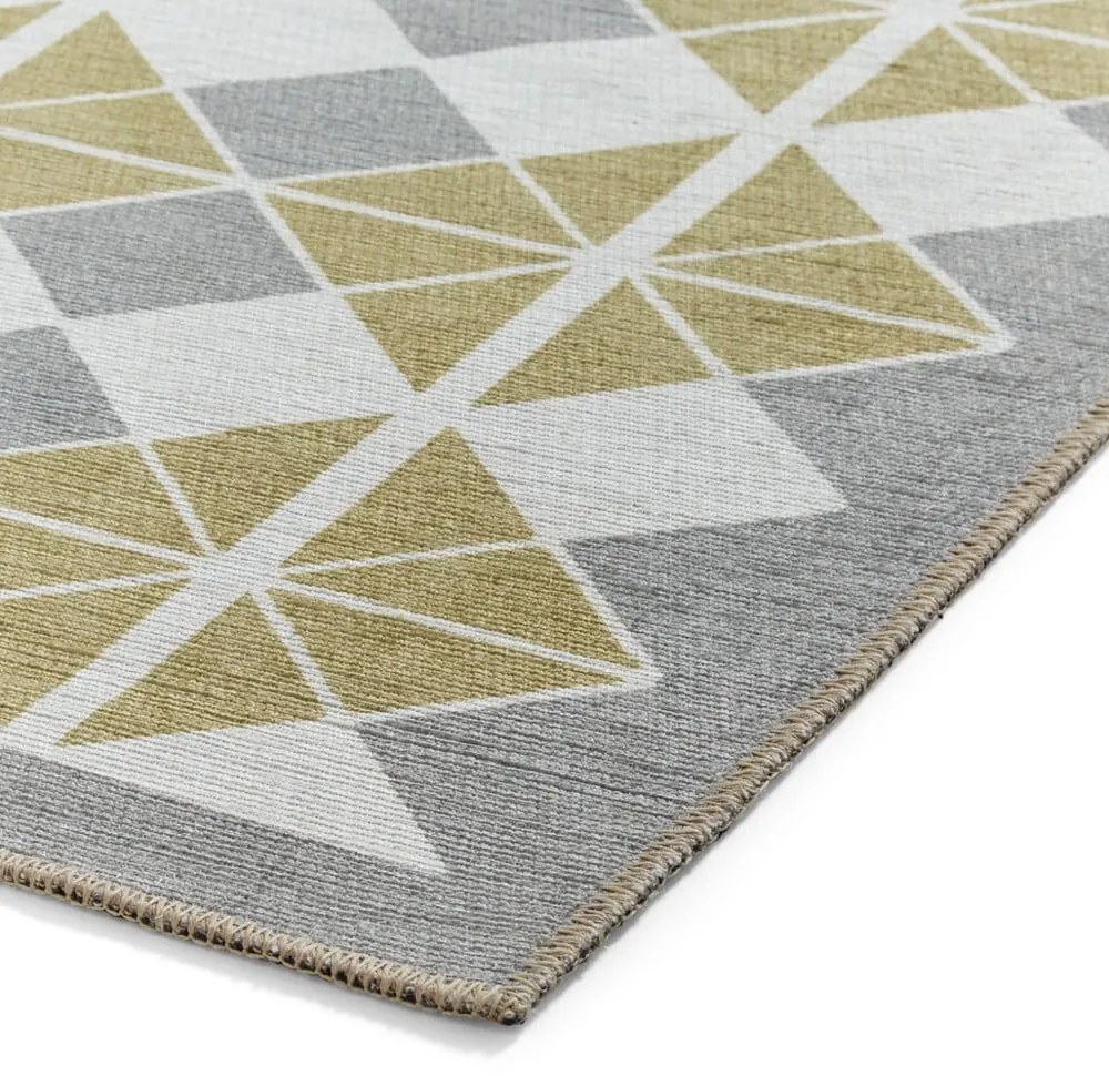 Żółto-szary chodnik odpowiedni do prania 76x230 cm Victoria Yellow – Think Rugs