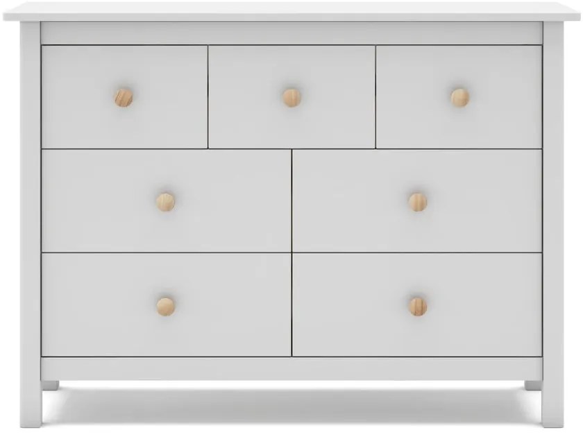 Biała niska komoda dziecięca z drewna sosnowego 110x80 cm Max – Marckeric