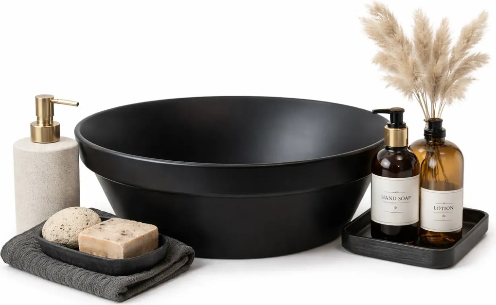 Czarna ceramiczna umywalka nablatowa G1-T65