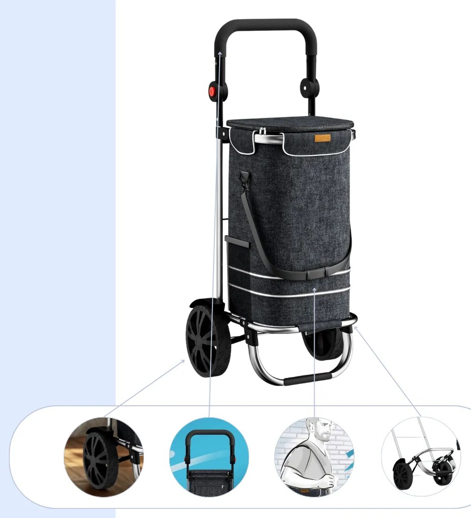 Jurhan Torba na zakupy na kółkach EASY, 50l, czarna